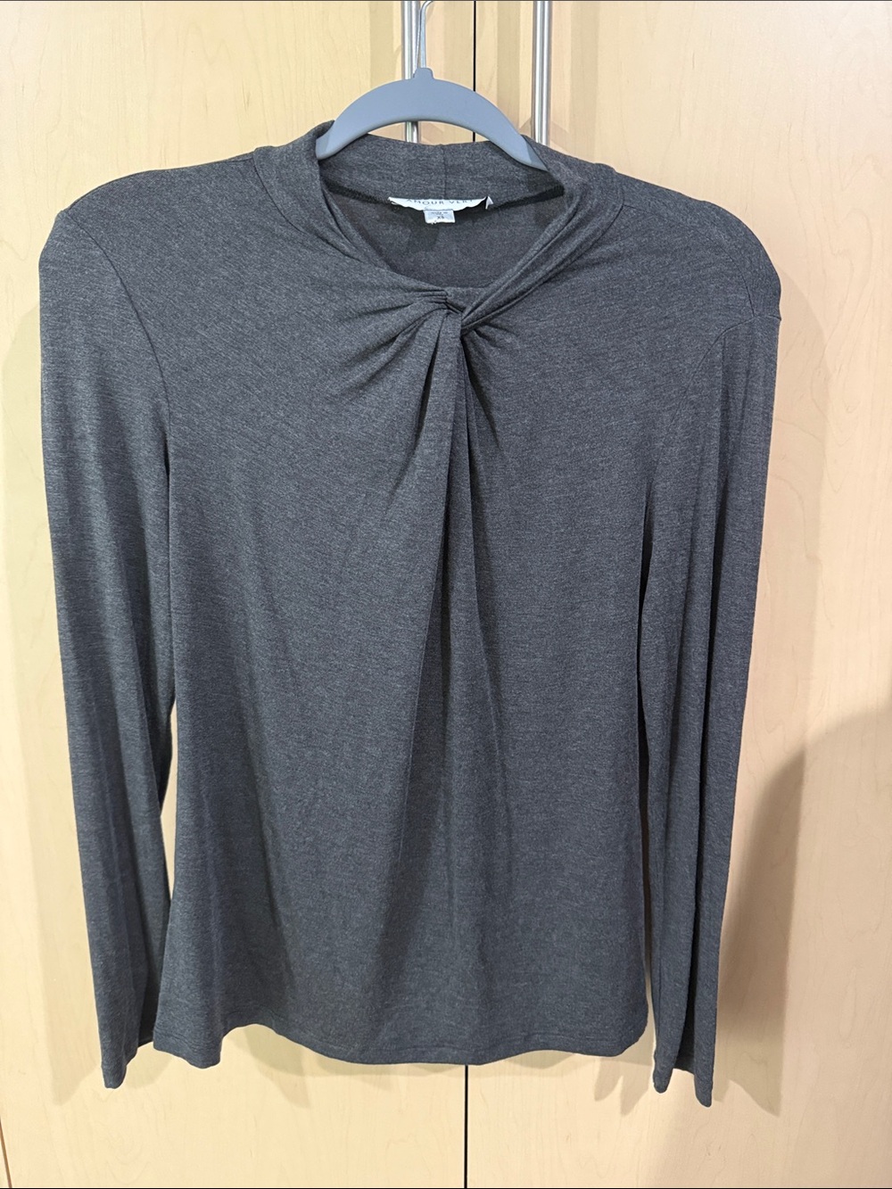Amour Vert Charcoal Twist-Neck Long Sleeve Tee